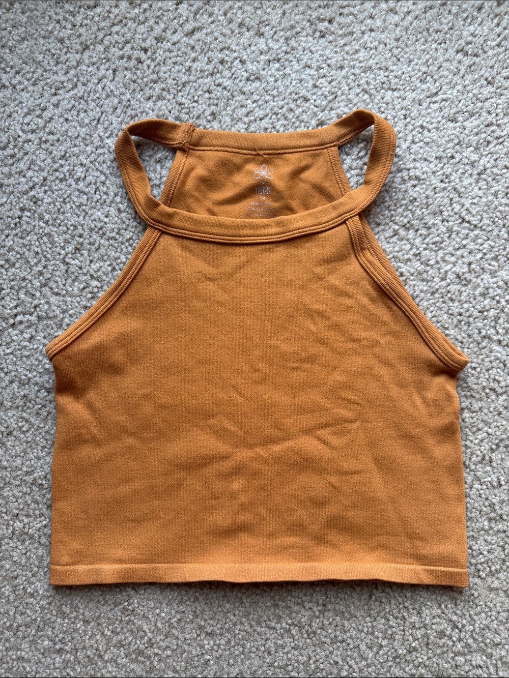 Aura Women’s High-Neck Cropped Tank Top - Rust Size Small